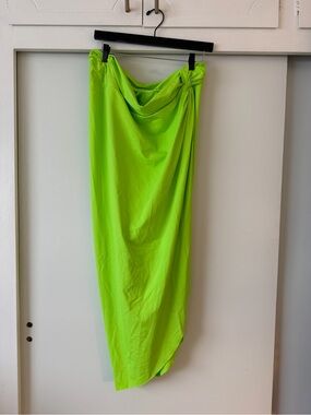 SKIMS Neon Lime Draped Maxi Skirt